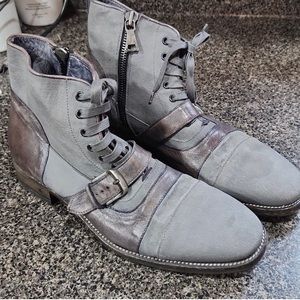 John Varvatos Fleetwood belted laced boots.